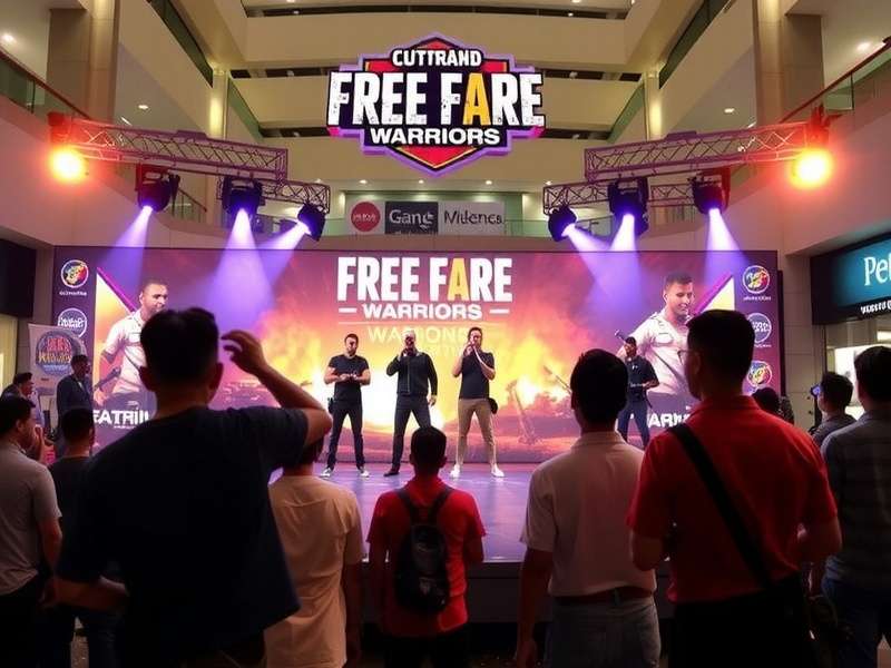 Free Fire Warriors community event in a Mumbai mall with players competing on stage